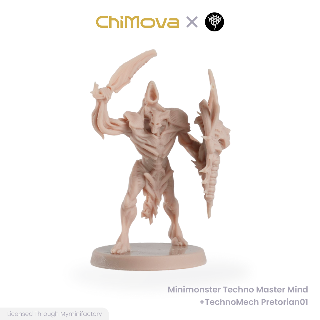 Mini Monster Mayhem Techno Master Mind Technomech Pretorian unpainted 32mm resin miniature set for DND tabletop, view 11