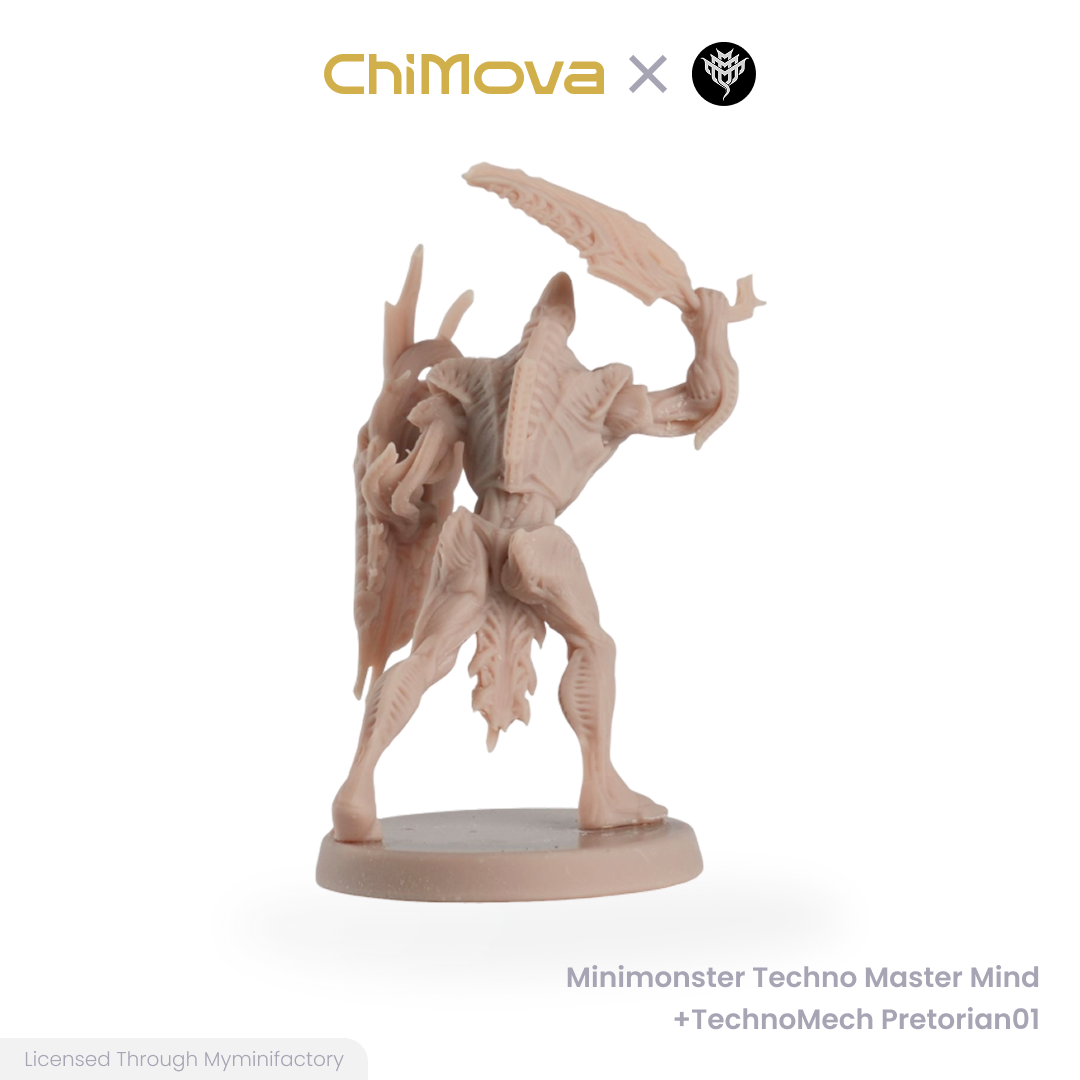 Mini Monster Mayhem Techno Master Mind Technomech Pretorian unpainted 32mm resin miniature set for DND tabletop, view 12