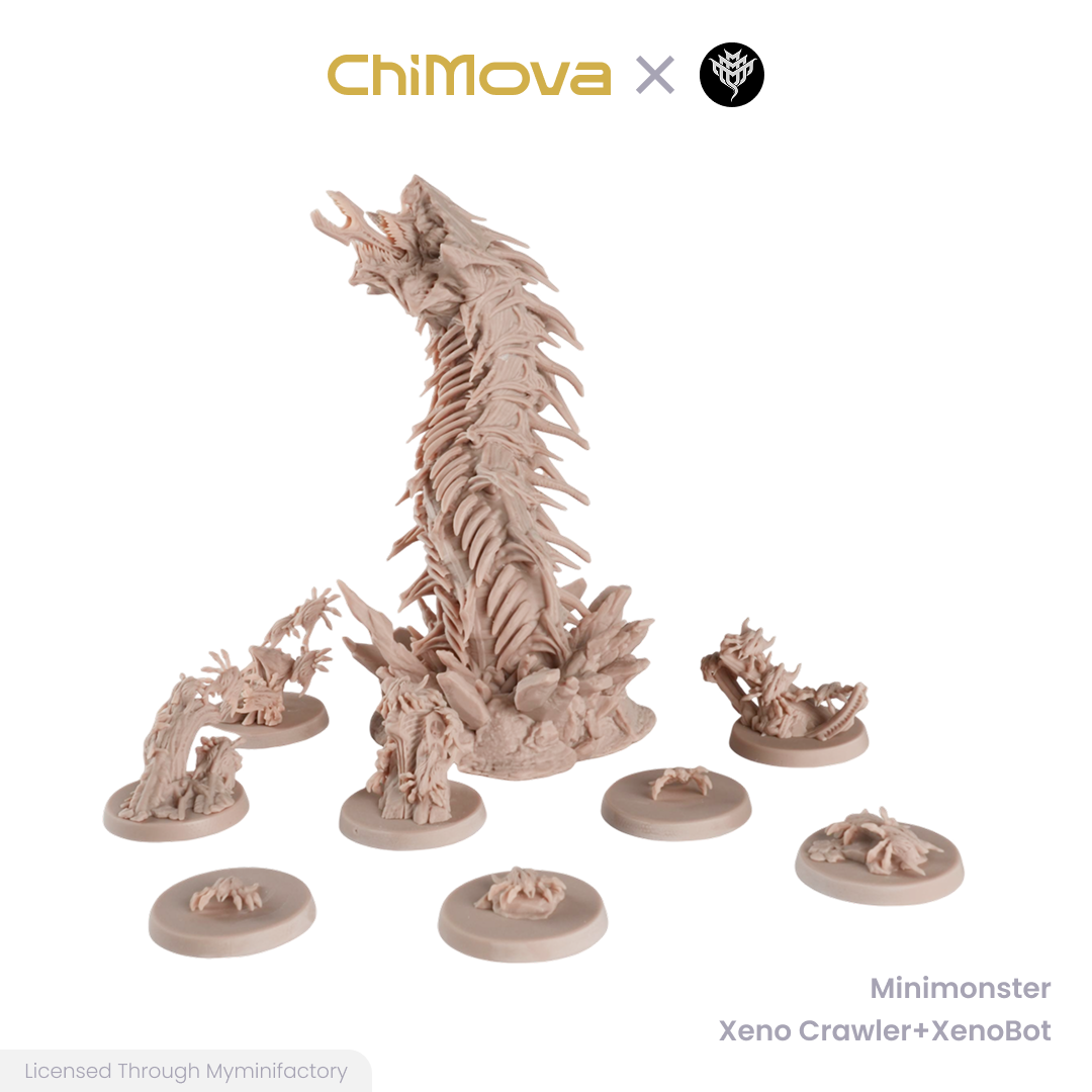Mini Monster Mayhem Xeno Crawler Xenobot unpainted 32mm resin miniature set for DND tabletop gaming and collectors, view 2